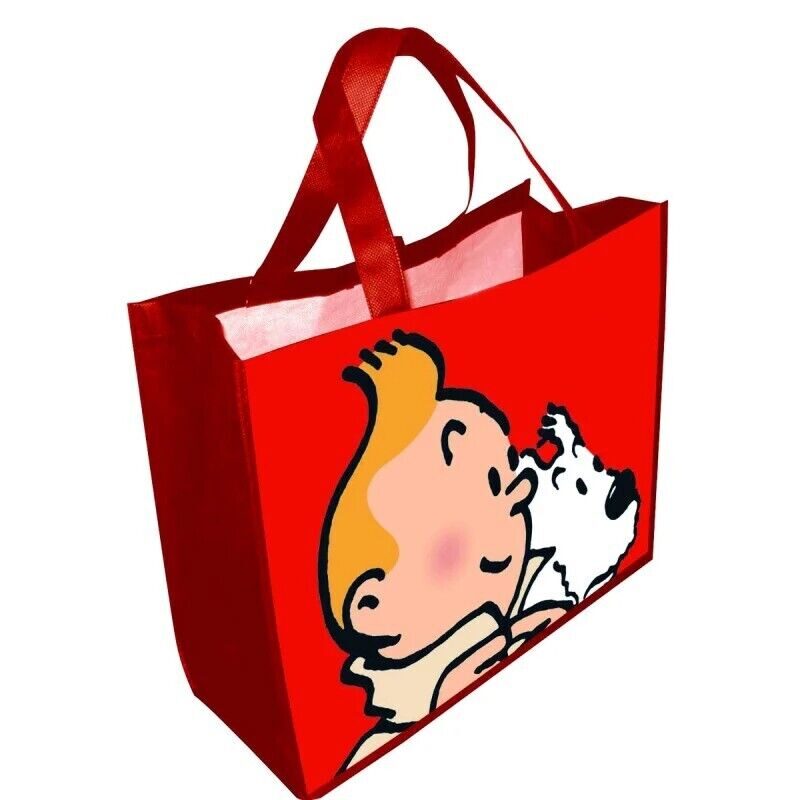 Tintin and snowy red tote bag Semi Waterproof Official Moulinsart product NEW