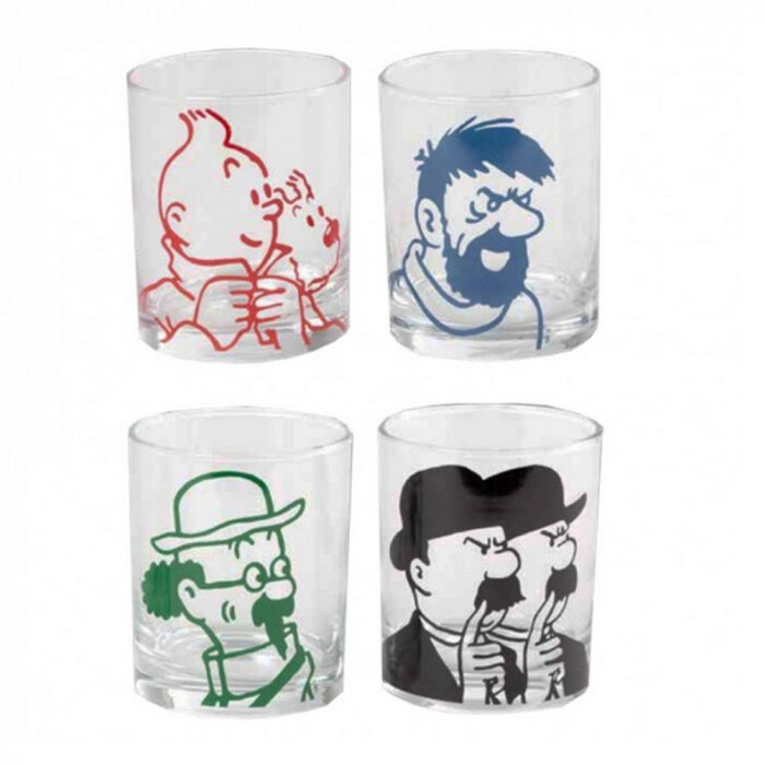 Tintin and friends set of 4 glasses Official Moulinsart product New