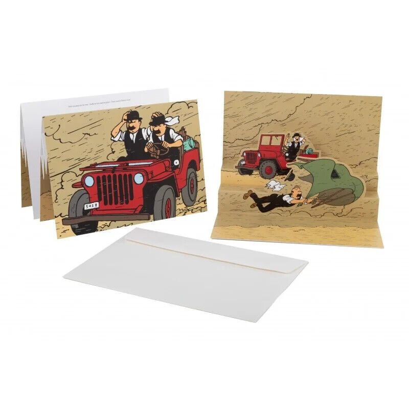 Tintin pop-up card – the red desert jeep Moulinsart New and sealed