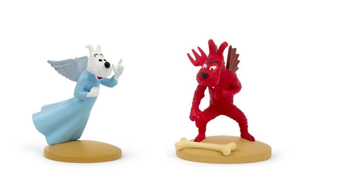 Snowy half Demon and Half Angel resin figurine set New and sealed Tintin
