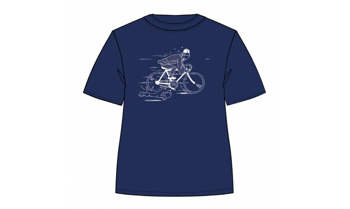Tintin and Snowy Bike blue t-shirt Official Product Moulinsart