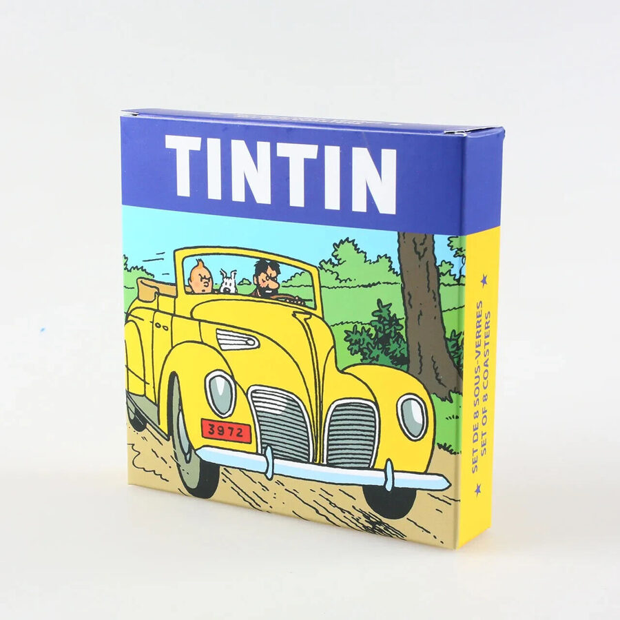 Tintin set of 8 coasters theme cars New Moulinsart