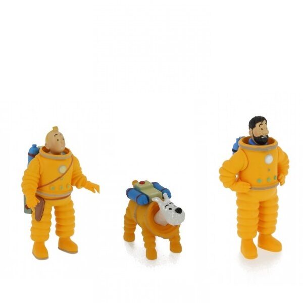 Tintin Snowy and Capt. Haddock set of 3 plastic Lunar astronauts' figurines 