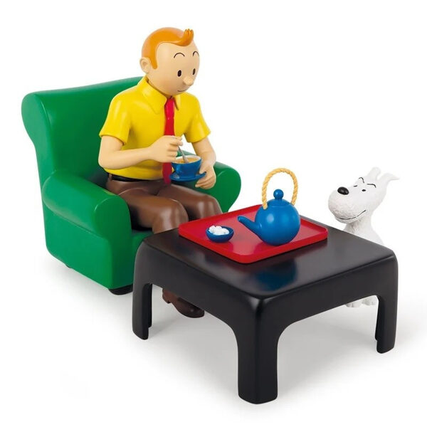 Tintin drinking tea resin statue Tintinimaginatio NEW