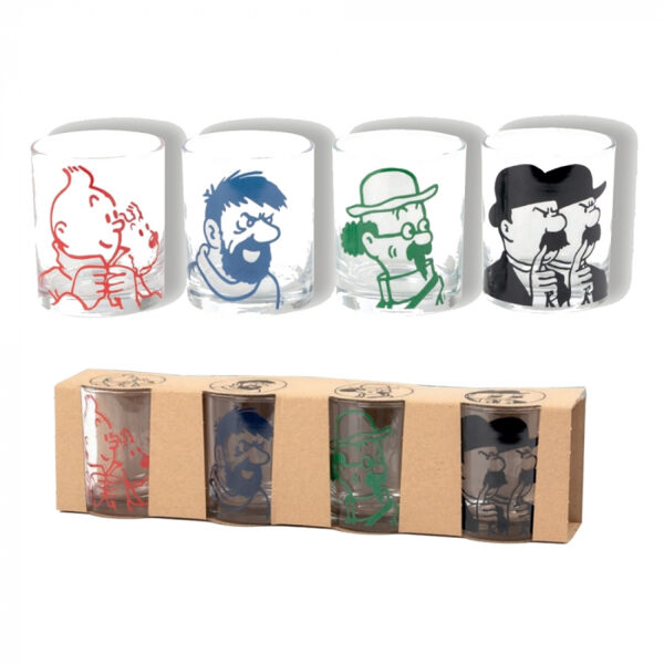 Tintin and friends set of 4 glasses Official Moulinsart product New