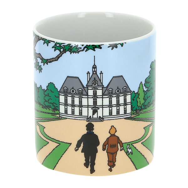 Tintin and Haddock walking to Moulinsart castle porcelain mug in gift box
