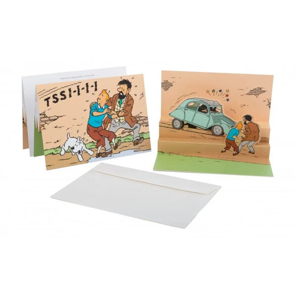 Tintin and Haddock pop-up card – the thompson’s 2cv Moulinsart New and sealed
