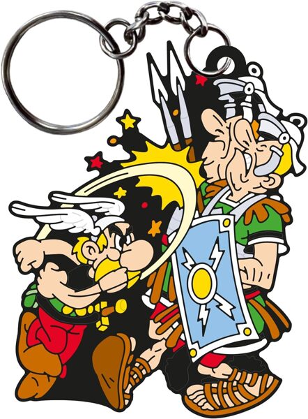 Asterix fighting romans soft plastic key ring New