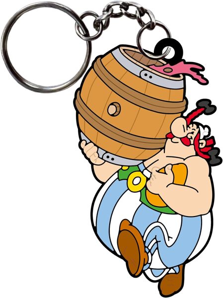 Obelix with barrel plastic key ring New Asterix