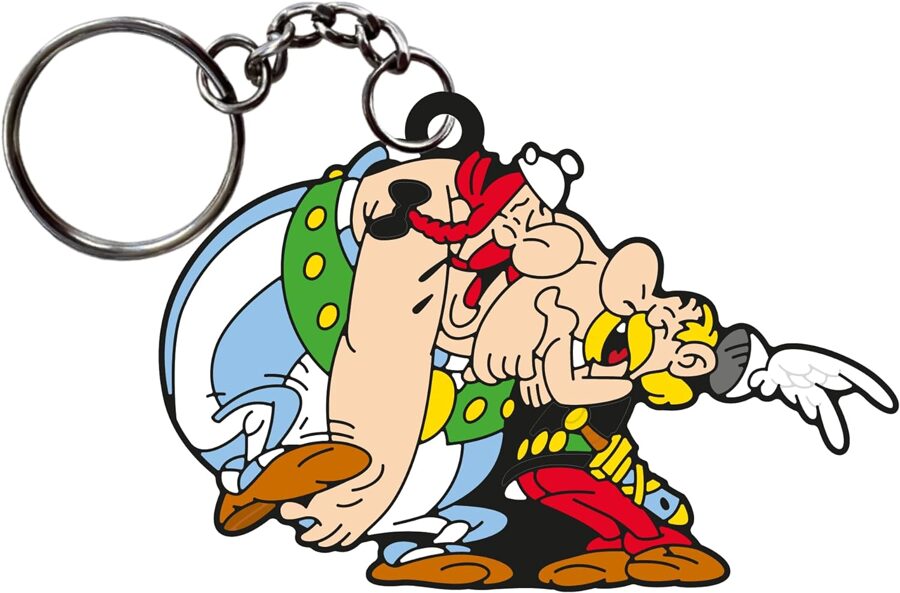 Asterix and Obelix laughing soft plastic key ring New
