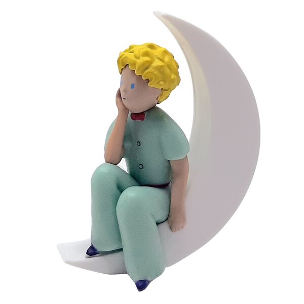 The Little Prince sitting on the moon plastic figurine Plastoy