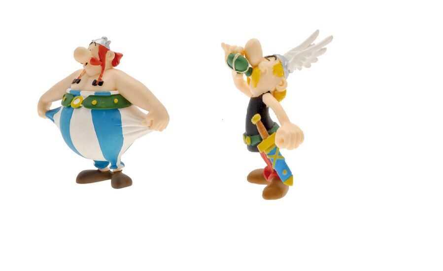 Asterix magic potion and Obelix stretching plastic figurine set 