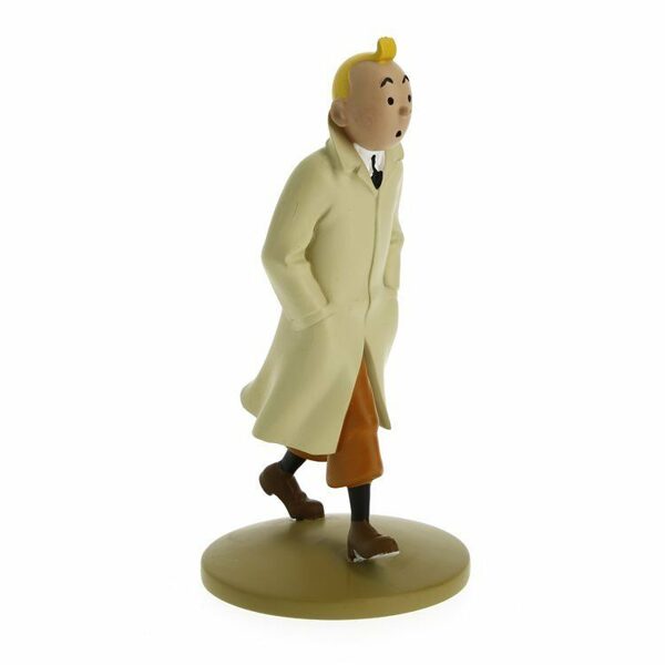 Tintin in trenchcoat resin figurine statue Official Moulinsart product