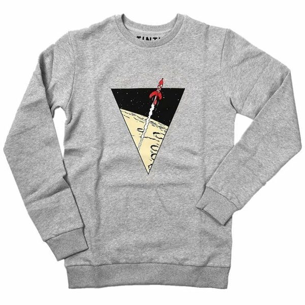 Tintin light grey Lunar rocket sweatshirt Official product Moulinsart