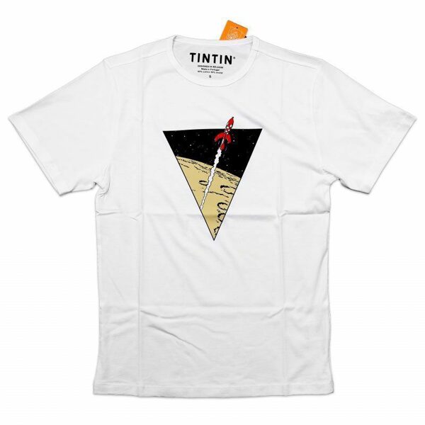 Tintin white Rocket t-shirt Official Product Moulinsart 
