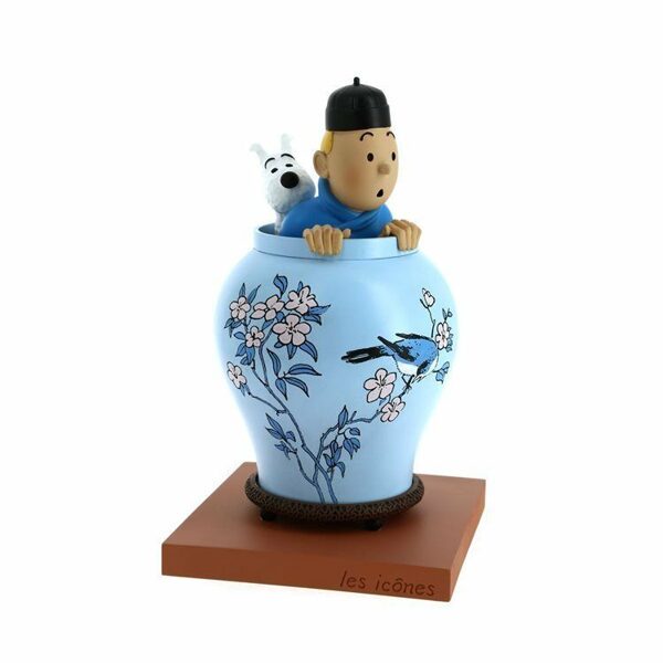 Tintin & Snowy in vase resin statue Icons collection Official Moulinsart product