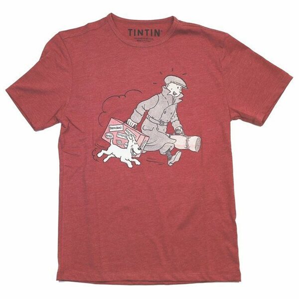 Tintin and Snowy homecoming red t-shirt Official Moulinsart product 