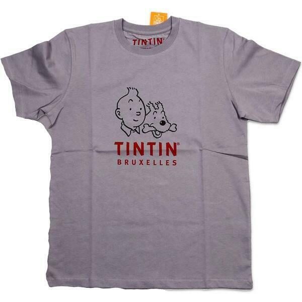 Tintin and Snowy Bruxelles T-shirt GREY Official Moulinsart product