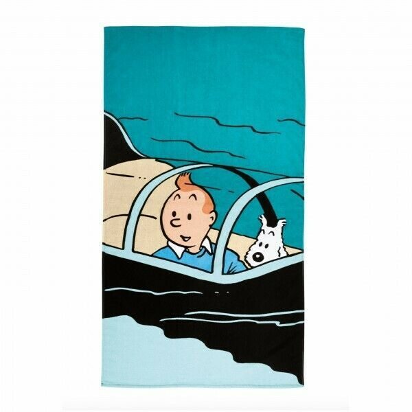Tintin large Shark Submarine Beach towel  80 cm x 160 cm