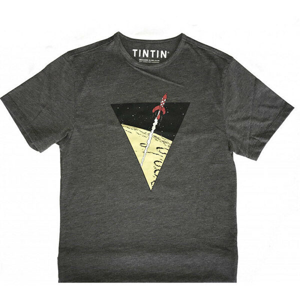 Tintin grey Lunar Rocket t-shirt Official Moulinsart product
