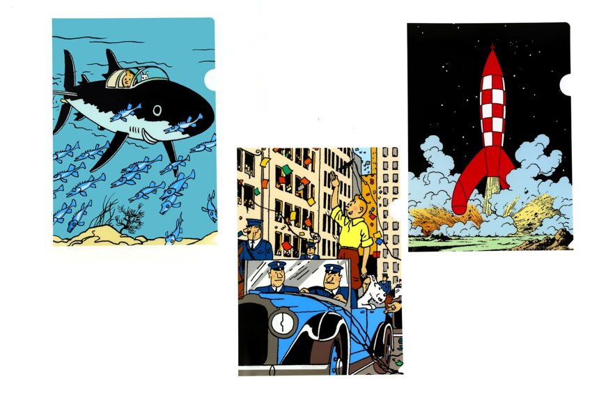 Tintin set of 3 plastics sleeves document holders Moulinsart New