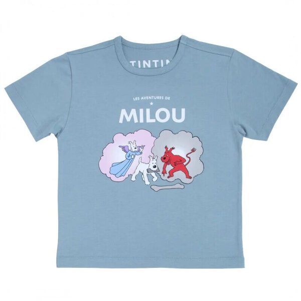 Snowy Angel and devil blue T-shirt Official Moulinsart product New