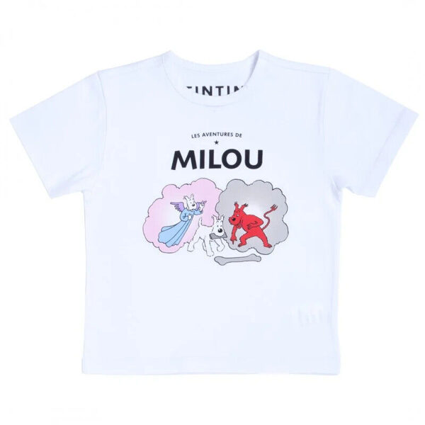Snowy Angel and devil white T-shirt Official Moulinsart product New