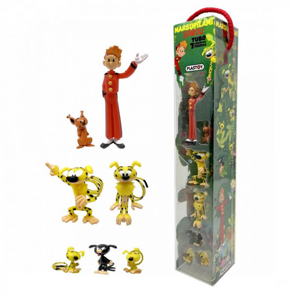 Spirou and friends set of 7 plastic figurine in tube Plastoy