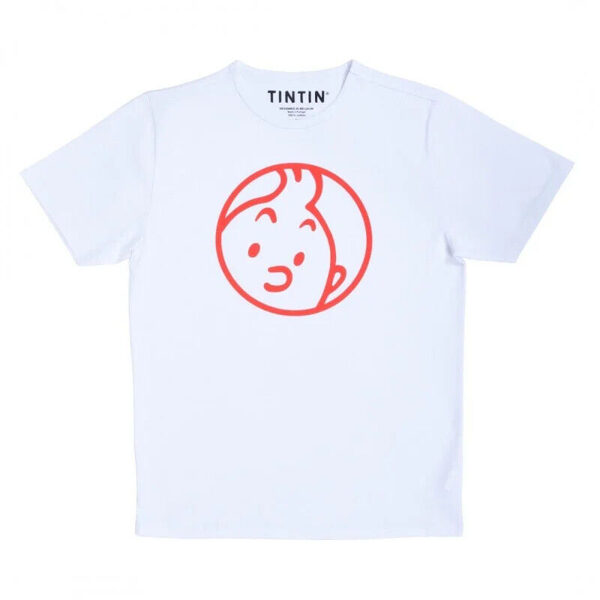 Tintin face white T-shirt Official Moulinsart product New